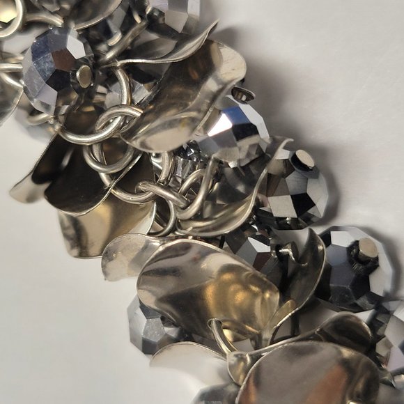 Silver Tone Choker Bib Necklace - Picture 9 of 15